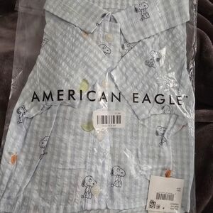 American Eagle Outfitters Light Blue Snoopy Dog Shirt